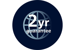 „Philips Pet“ gaminių 2 metų garantijos logotipas mėlyname apskritime